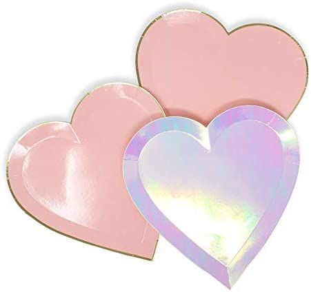 Just Artifacts 24pcs Assorted Heart Shaped 7-Inch Party Paper Plates - Decorative Tableware for Birt | Amazon (US)