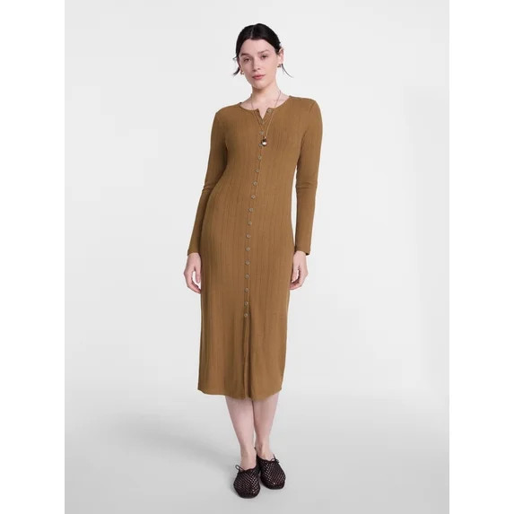 Scenario Women's Cardigan Midi Dress with Long Sleeves, Sizes XS-XXXL | Walmart (US)