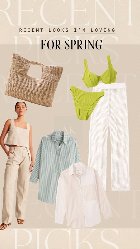 Spring looks I’m loving (and all 25% off) in this sale at Abercrombie, this spring will be a stripes & linen moment over here 
🌼🌸🌿 

| Crochet pants, stripes, linen pants, straw bag, matching linen set, tshirt dress, neon swimsuit, abercrombie, LTK Spring 

#LTKswim #LTKFestival #LTKSeasonal
