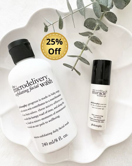 PHILOSOPHY Skincare Sale 25% Off Sitewide.  Perfect time to stock up on my favorite Eye Cream and Exfoliating Facial Wash 🌿

Philosophy eye cream, exfoliating face wash, Philosophy Dose of Wisdom serum, Philosophy night cream, Purity face cleanser 

#LTKBeauty #LTKOver40 #LTKSaleAlert