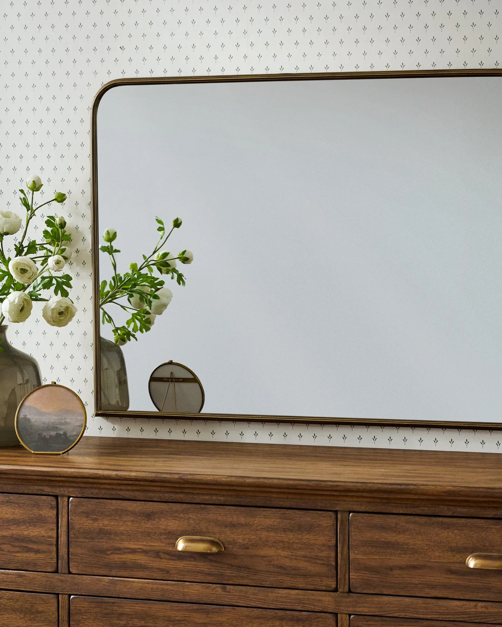 Collin Ribbed Brass Mantel Mirror | Magnolia