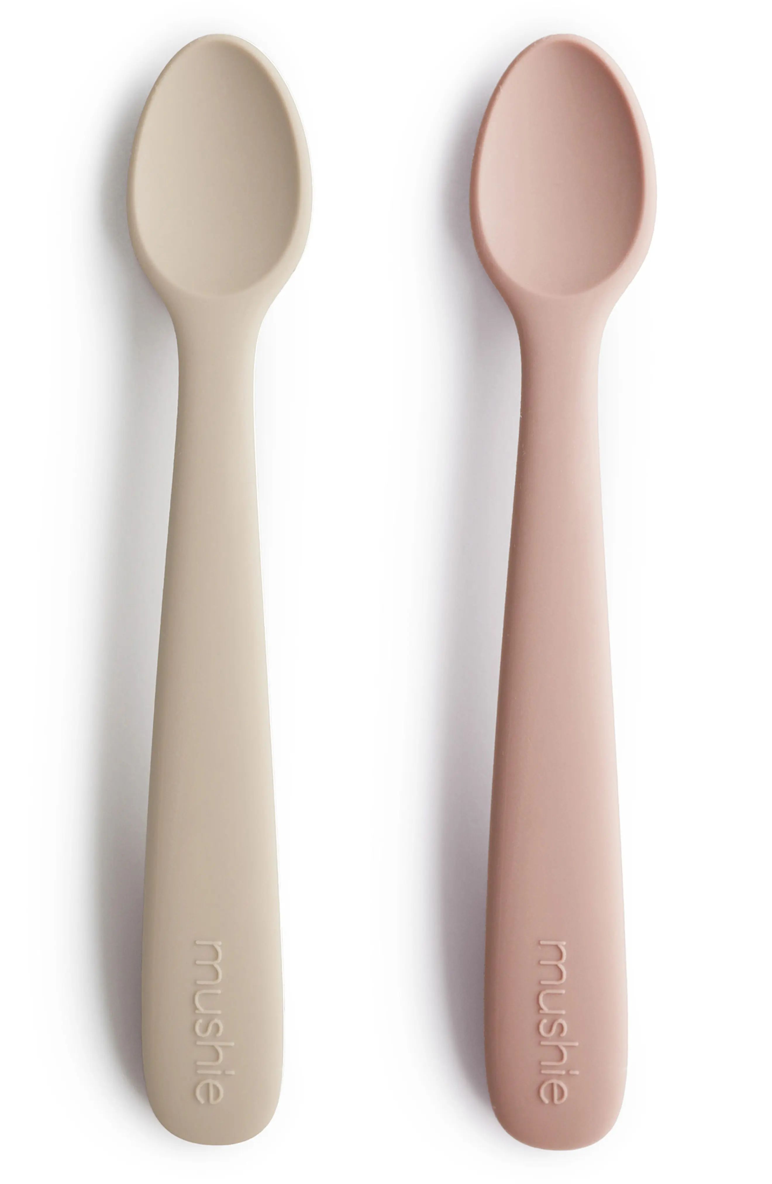 Mushie 2-Pack Silicone Feeding Spoons in Tan/Pink at Nordstrom | Nordstrom