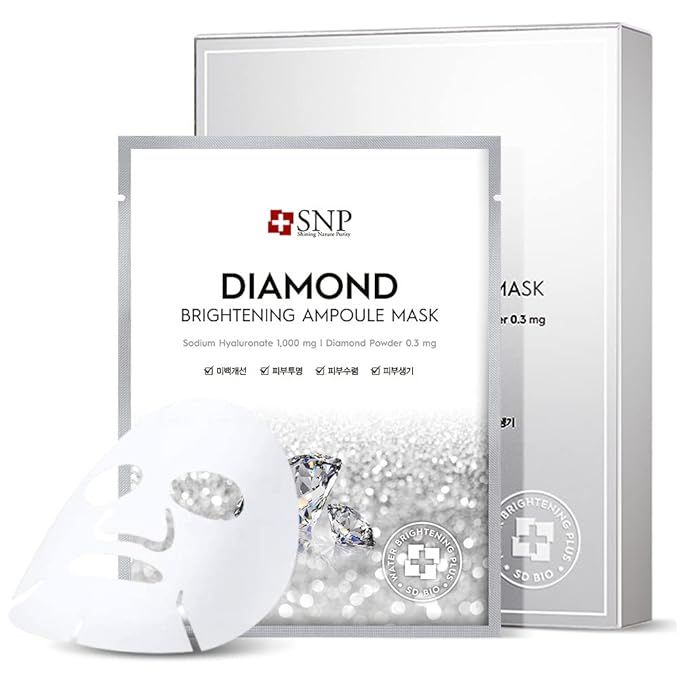 SNP - Diamond Brightening Ampoule Korean Face Sheet Mask - Exfoliates & Tightens Using Real Diamo... | Amazon (US)