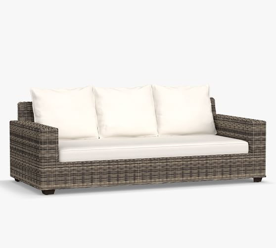 Torrey Wicker Square Arm Outdoor Sofa | Pottery Barn (US)