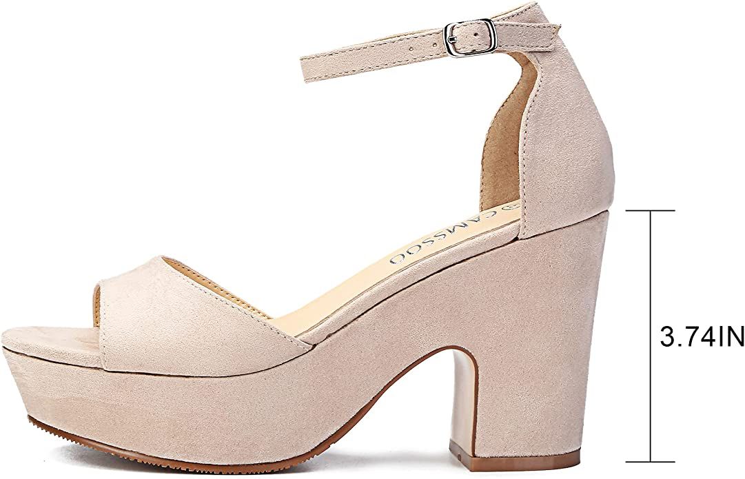 Women's Platforms Wedges Sandals Suede Open toe Ankle Strap Fashion Wedding Sexy Dress Block Chun... | Amazon (US)