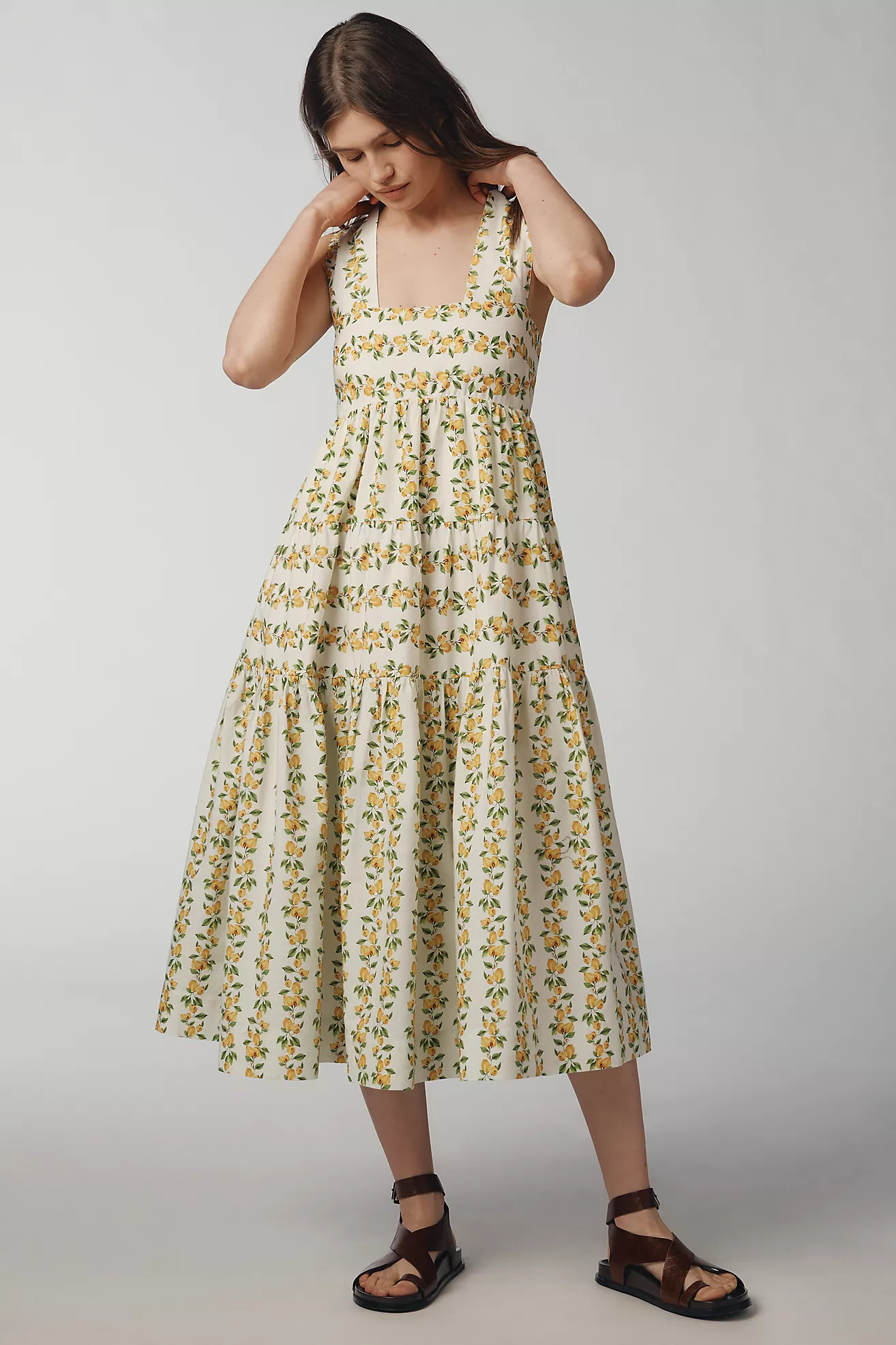 The Helena Square-Neck Tiered Midi Dress: Smocked Edition | Anthropologie (US)
