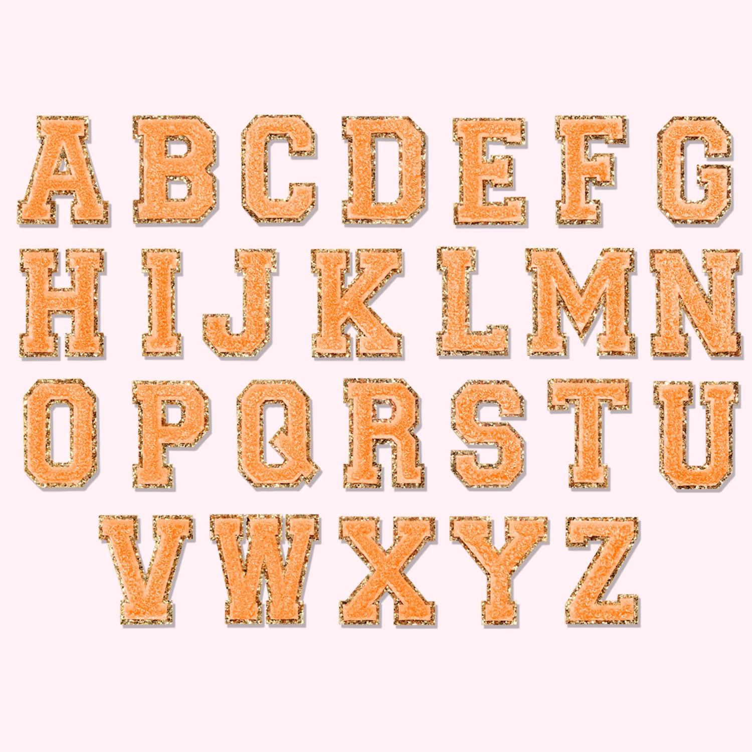 Peach Glitter Varsity Letter Patch | Stoney Clover Lane