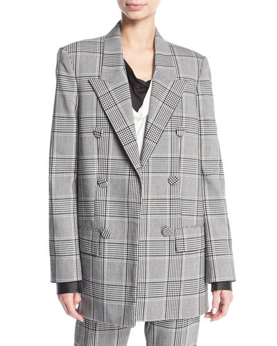 Plaid Double-Breasted Blazer | Neiman Marcus
