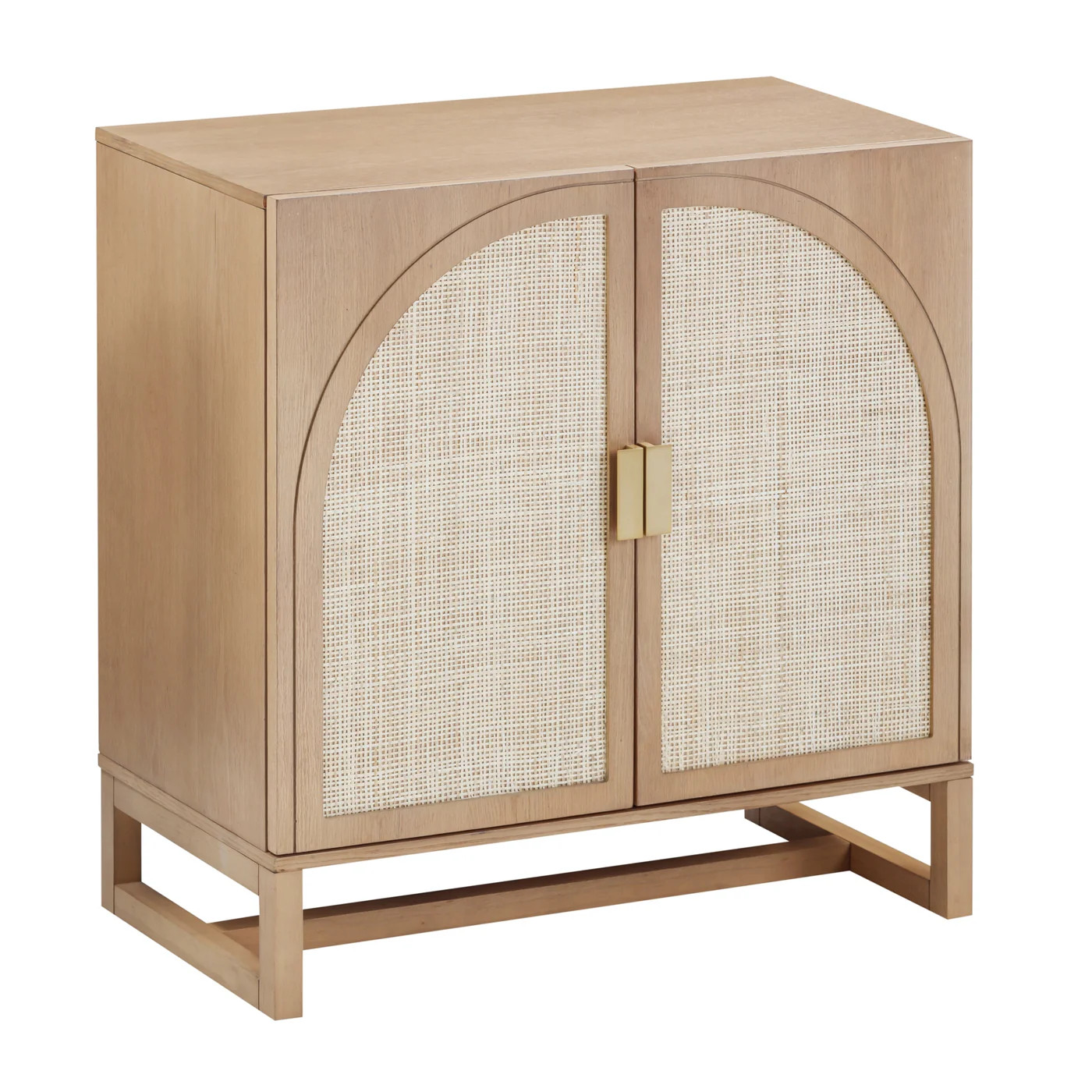 Boho Rattan Arched Door Storage Cabinet Raw Oak | Nathan James