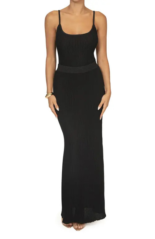 JLUXLABEL Serena Metallic Rib Knit Camisole & Skirt Set in Black at Nordstrom, Size Small | Nordstrom