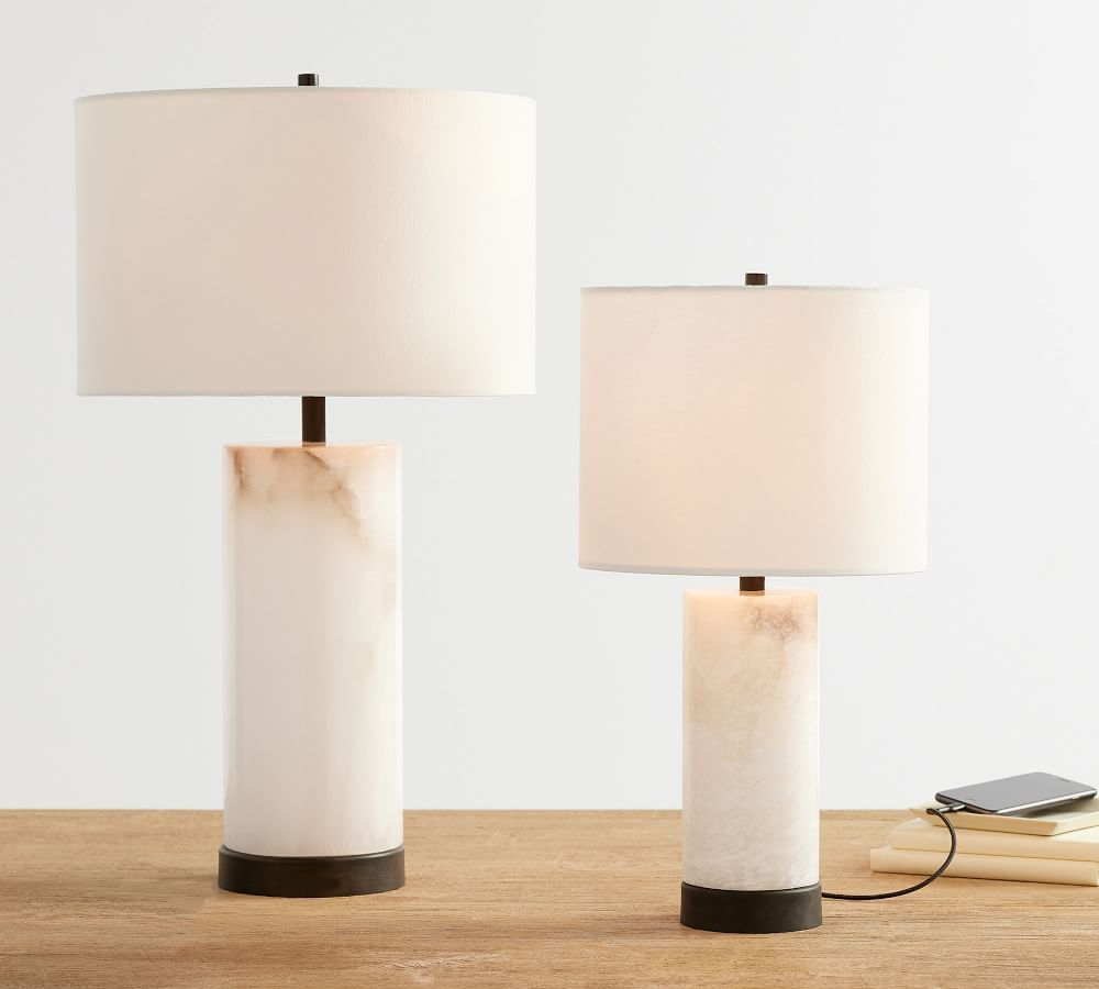 Windham Alabaster USB Table Lamp | Pottery Barn (US)
