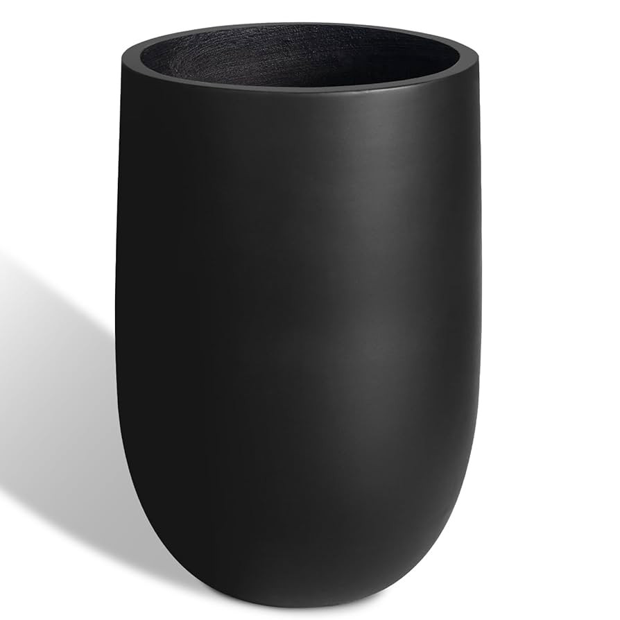 Concrete Planter Outdoor Indoor, Large Tall Cement Plant Pots for Trees Flowers (Black, 22 inch) | Amazon (US)