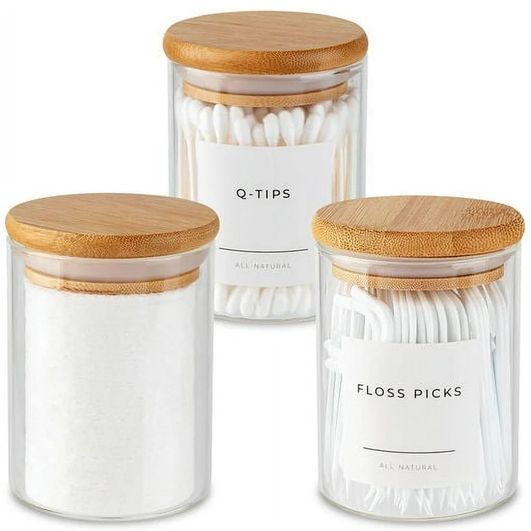 Vase and Vessel Mini Glass Apothecary Jars with Bamboo Lids, Set of 3, 10 oz | Walmart (US)