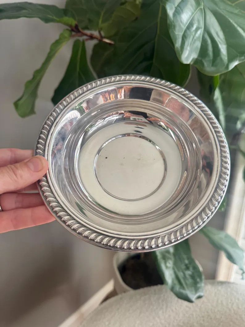 Vintage F.B. Rogers Silver Rope Trim Serving Bowl or Coaster, 1977 Engraving | Etsy (Global)