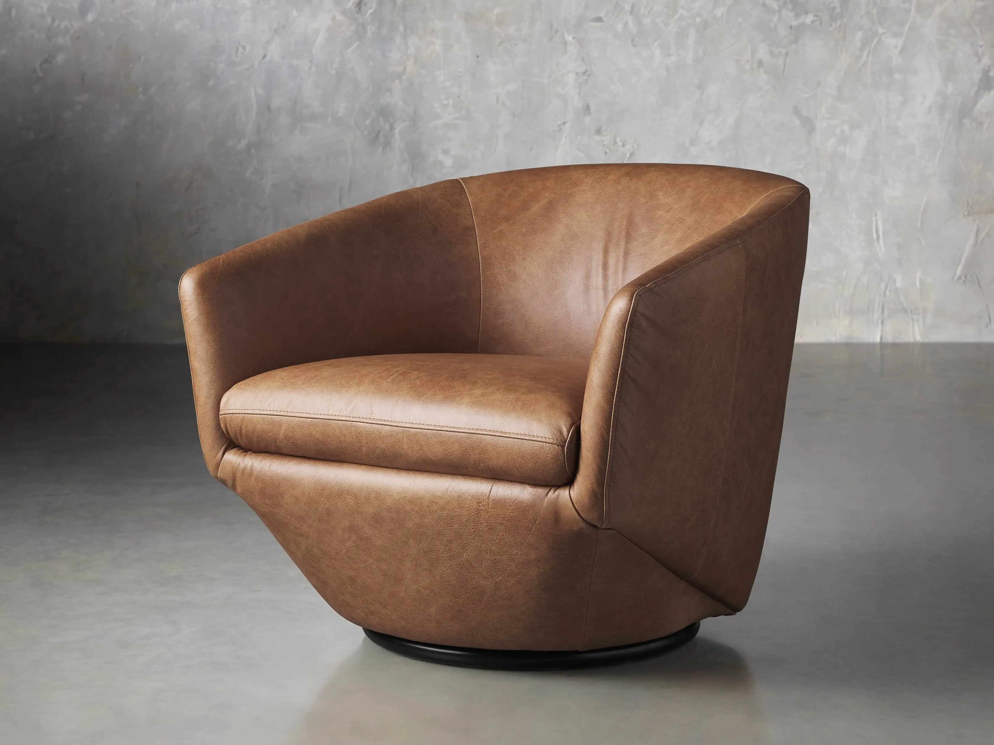Pelton Leather Swivel Chair | Arhaus