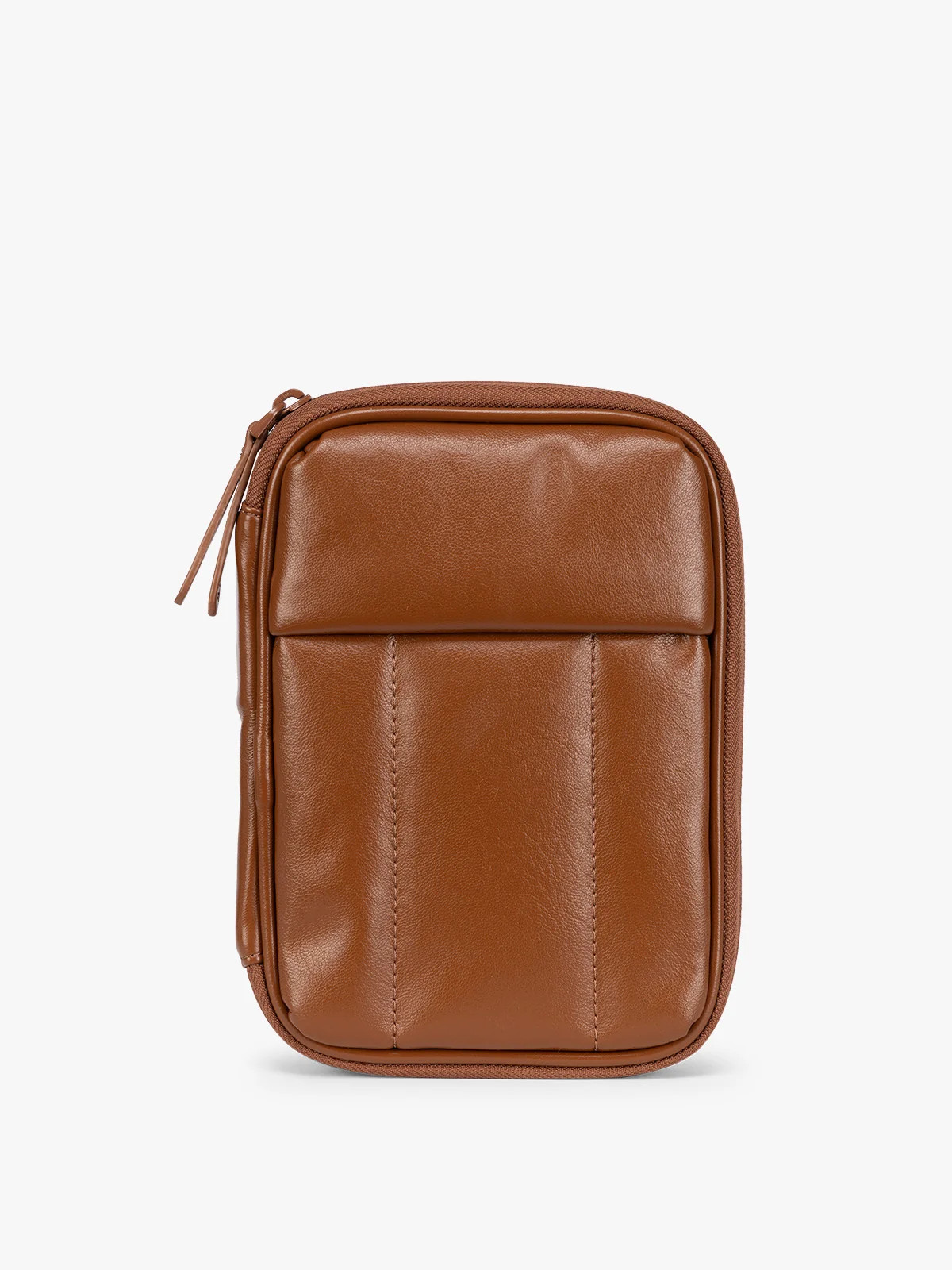Luka Zip Passport Wallet in Vegan Leather in Honey Brown | CALPAK