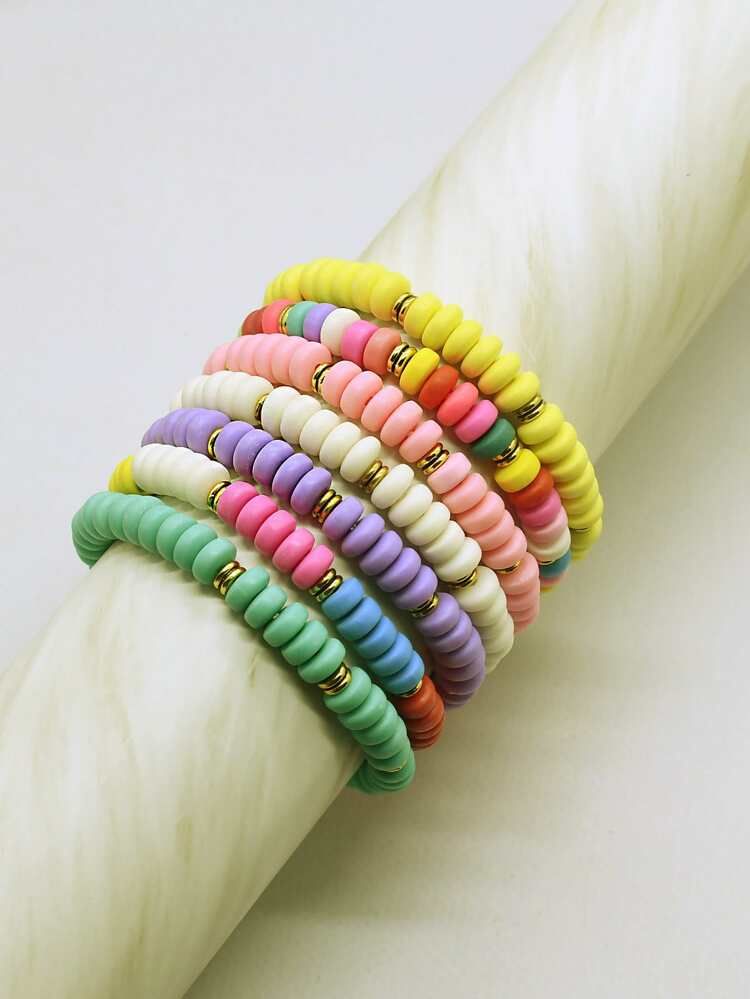 7pcs Colorful Beaded Bracelet | SHEIN