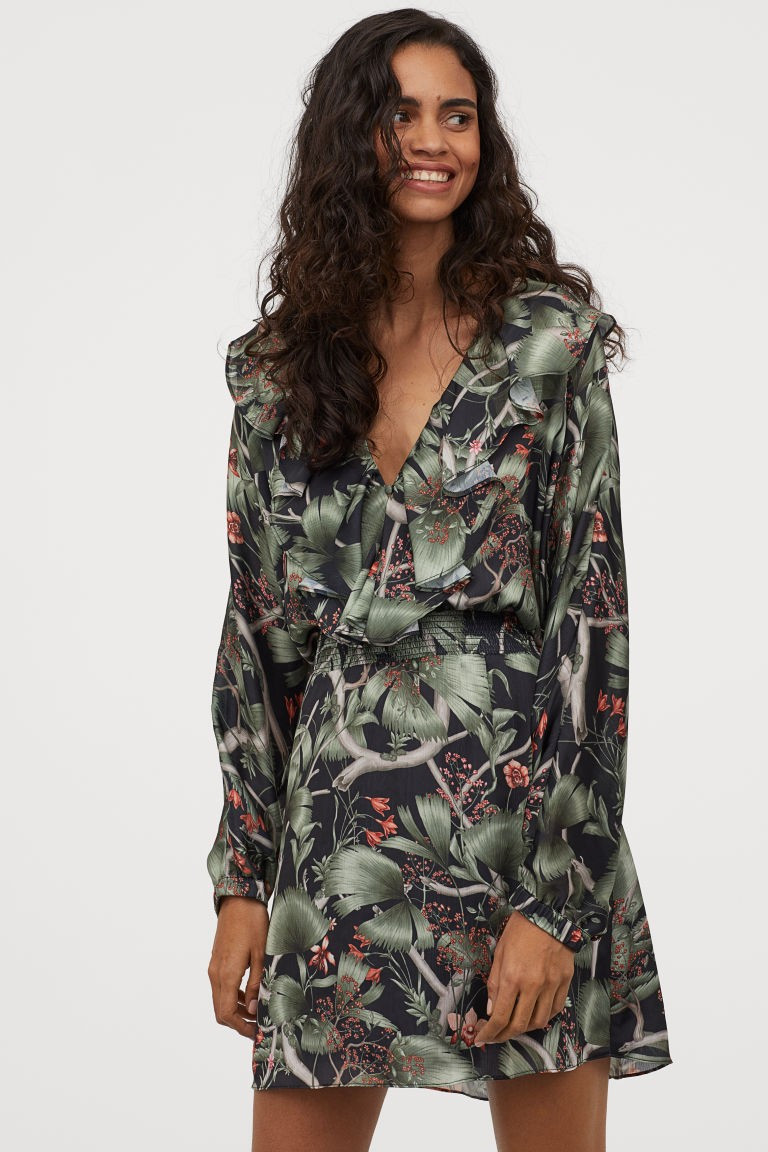 Patterned flounced dress | H&M (UK, MY, IN, SG, PH, TW, HK)