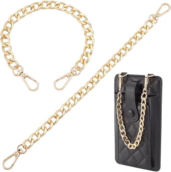 PH PandaHall 2pcs 12 Inch Golden Purse Strap Extender Gold Belt Chain Flat Bag Chain Straps for H... | Amazon (US)