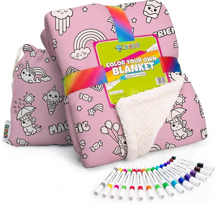 Craftikit Unicorn Coloring Blanket for Kids & Adults - 15 Markers | Amazon (US)