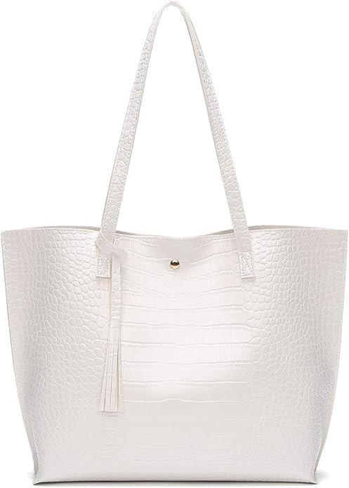 Women's Soft Faux Leather Tote Shoulder Bag from Dreubea, Big Capacity Tassel Handbag | Amazon (US)