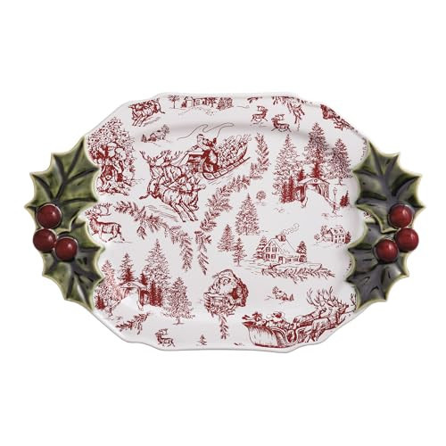 Mud Pie Christmas Holly Serving Platter | Amazon (US)