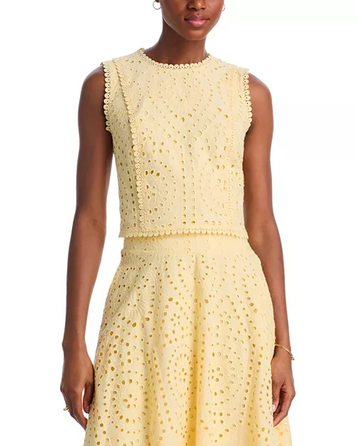 AQUA Eyelet Sleeveless Top - Exclusive | Bloomingdale's Women | Bloomingdale's (US)