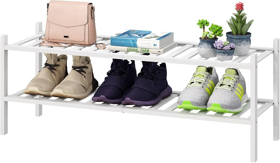 Long Shoe Rack for Entryway,Shoe Organizer for Hallway Closet, Bamboo Wood Shoe Racks for Indoor ... | Amazon (US)