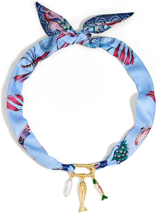 CLASSYZINT Scarf Necklace with Charms Heart Choker Necklace Shell Necklace Bandana Necklac Statem... | Amazon (US)