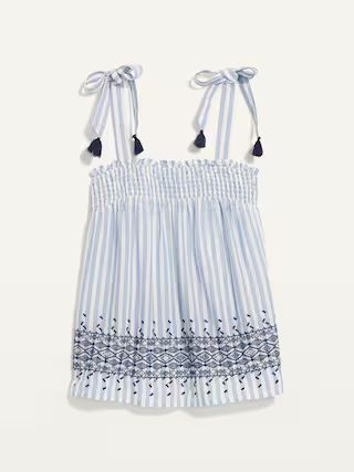 Smocked Tie-Shoulder Printed Sleeveless Top for Women | Old Navy (US)