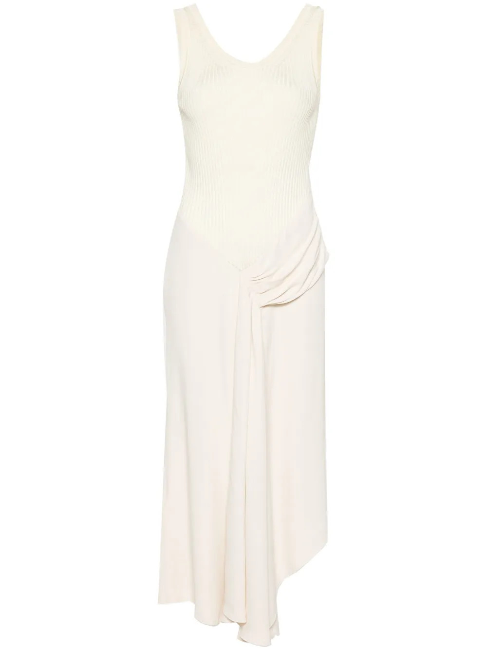 Victoria Beckham Asymmetric Panelled Midi Dress | Neutrals | FARFETCH LB | Farfetch Global