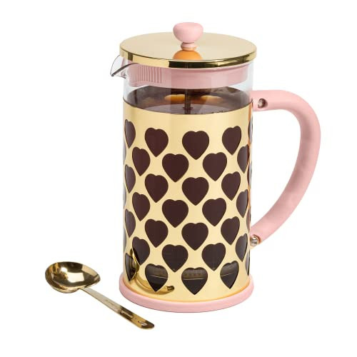 Paris Hilton French Press Coffee Maker With Heart Shaped Measuring Scoop, 2-Piece Set, 8-Cup or 34-Ounce, Pink | Amazon (US)