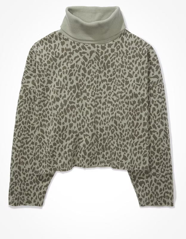 AE Forever Cropped Turtleneck Sweatshirt | American Eagle Outfitters (US & CA)