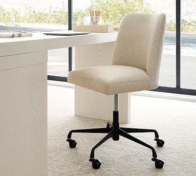 Layton Upholstered Swivel Desk Chair | Pottery Barn (US)