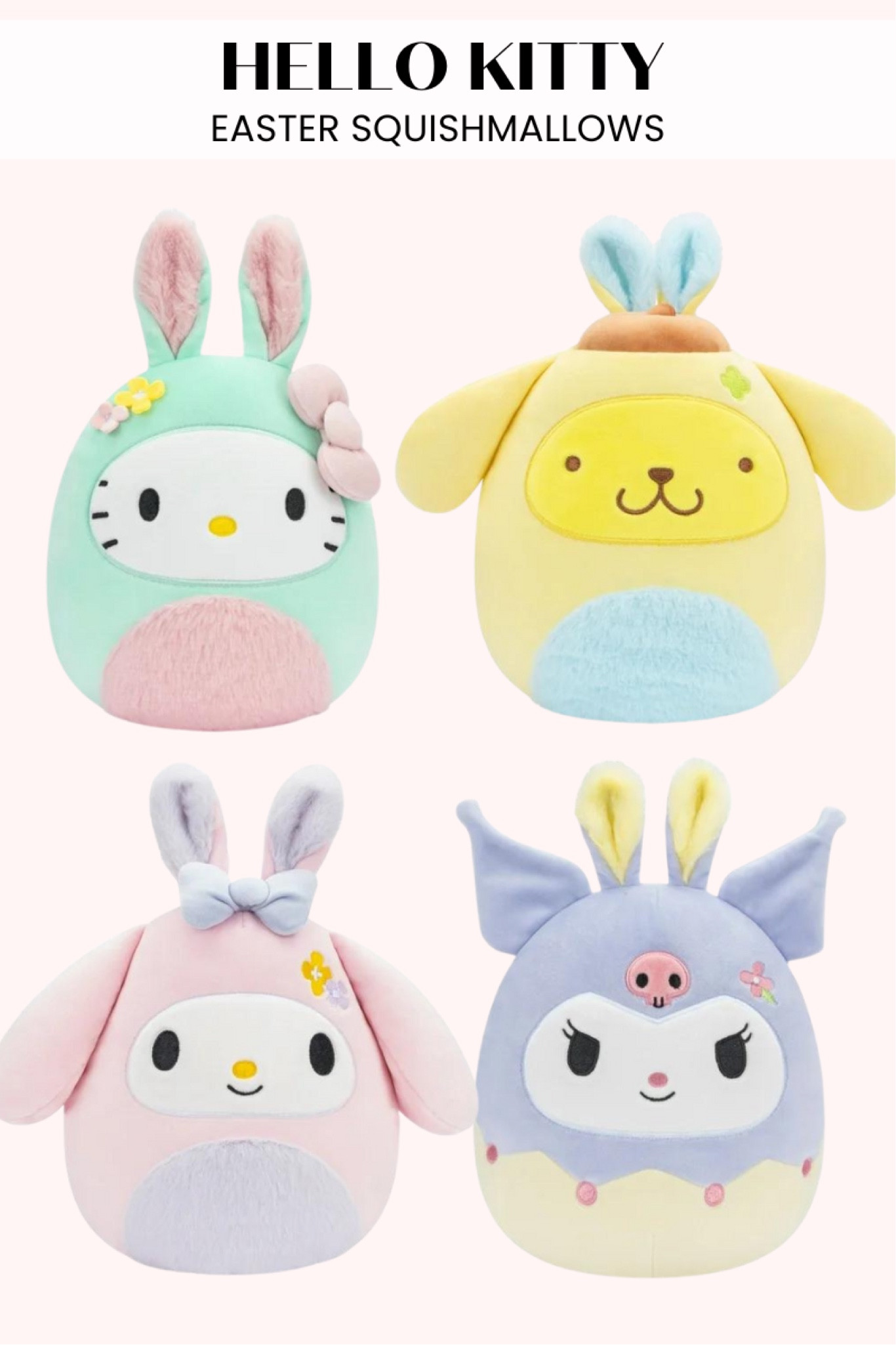 Hello kitty Easter Squishmallows!
These always sell out so quickly 
Some are even on sale!

Sanrio
Kuromi
My melody


#LTKSeasonal #LTKkids #LTKfamily