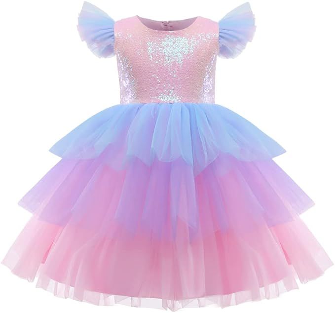 NNJXD Flower Girl Dress Kids Ruffles Lace Party Wedding Dresses | Amazon (US)