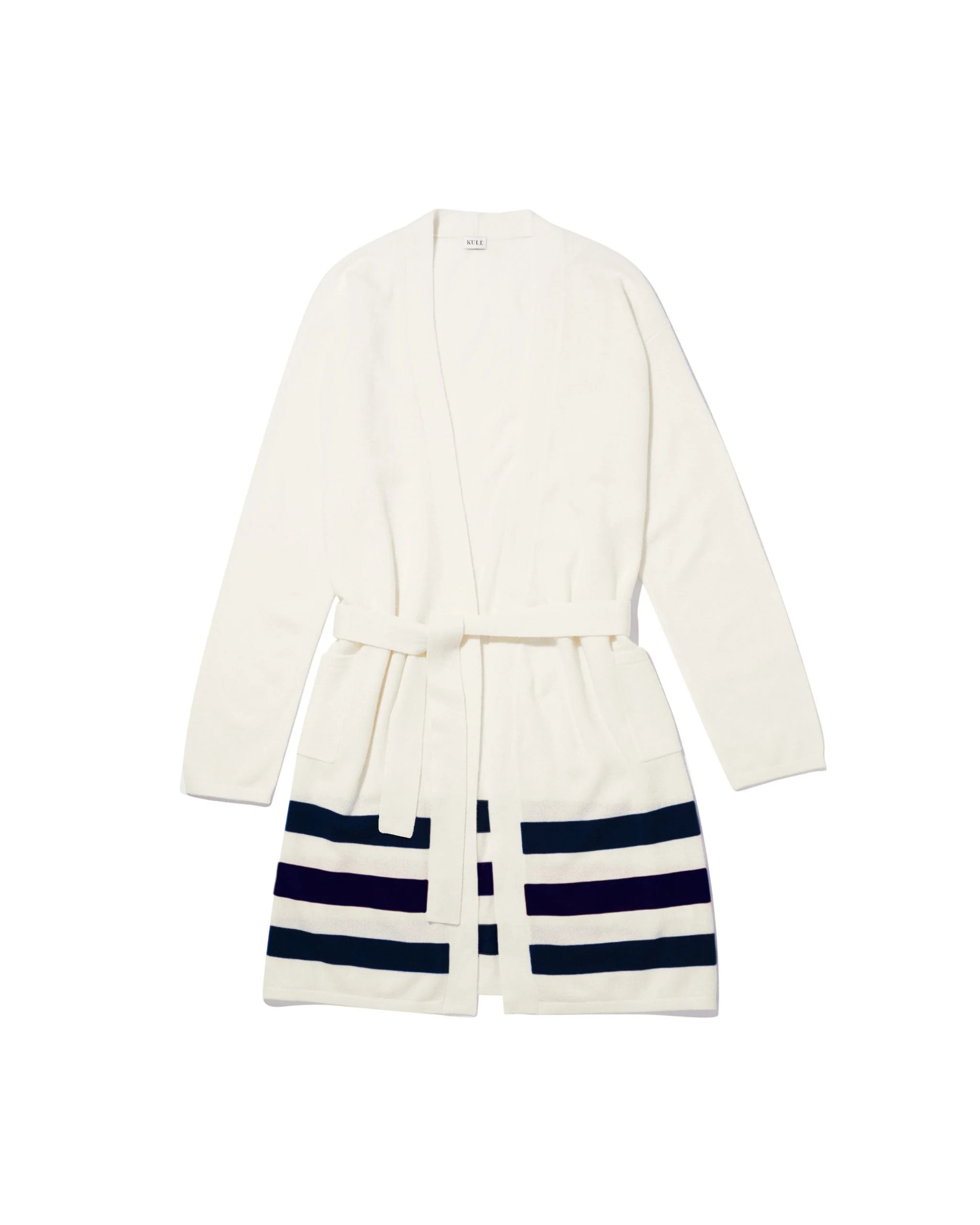 The Cashmere Blend Robe - Cream/Navy | KULE (US)