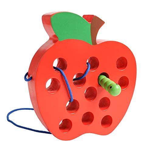 Amazon.com: JCREN Wooden Lacing Apple Threading Toys Wood Lace Block Puzzle Shape Travel Game Toy... | Amazon (US)