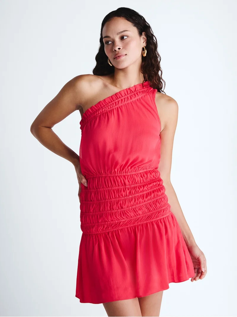 Scoop Women's and Women's Plus Smocked Ruffle Mini Dress, Sizes XS-4X | Walmart (US)