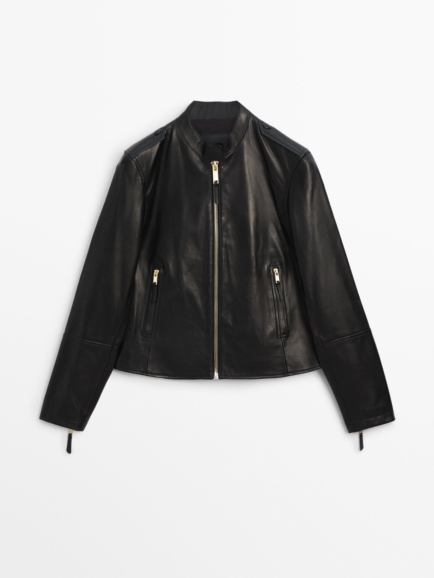 Schwarze Jacke aus Nappaleder | Massimo Dutti DE