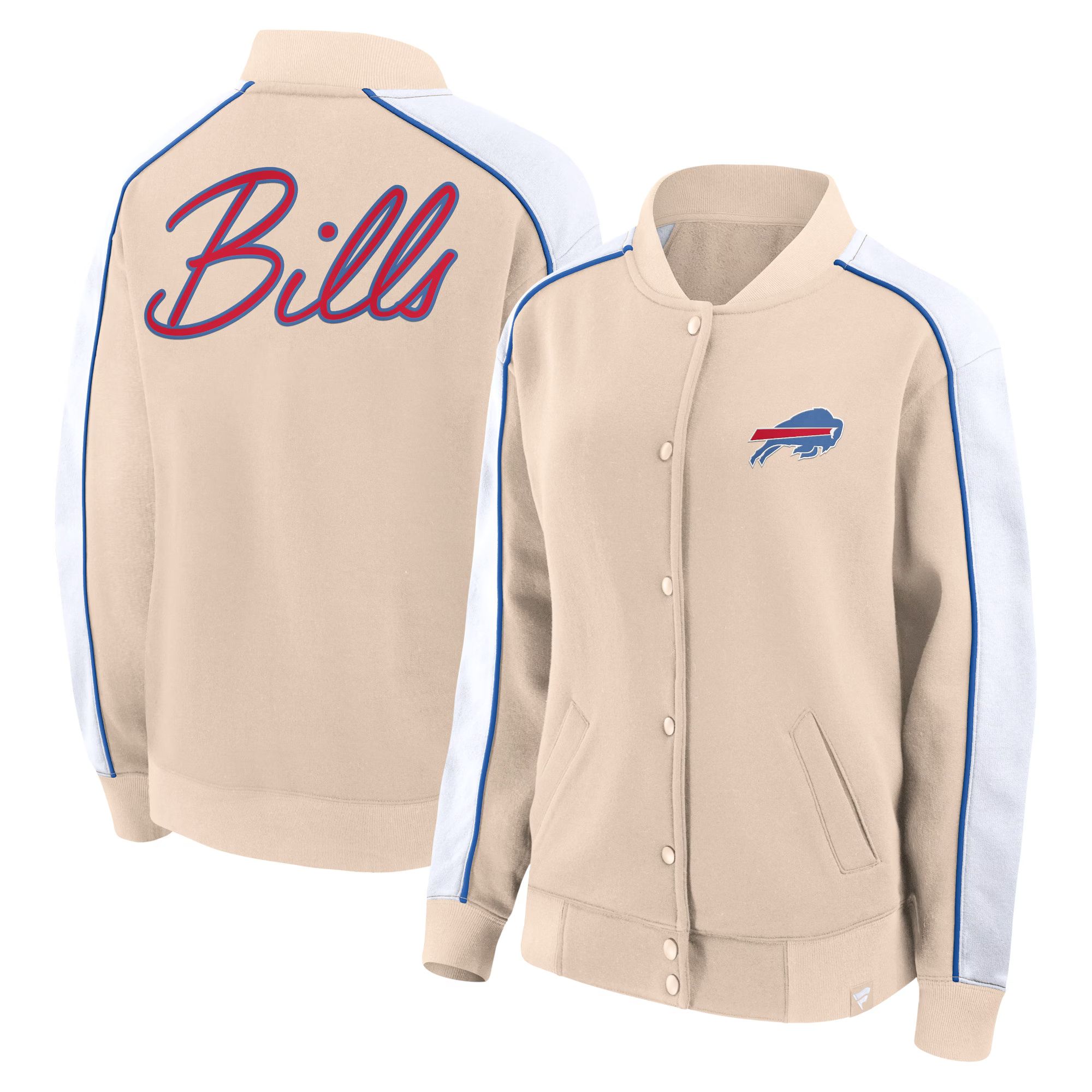 Women's Buffalo Bills Fanatics Branded Tan Lounge Full-Snap Varsity Jacket | NFL Shop