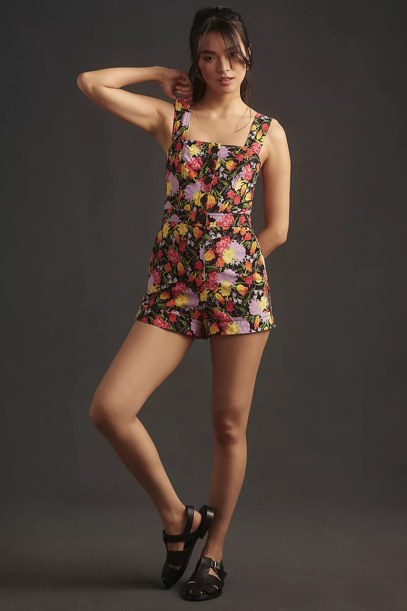 The Yukiko Noritake Portside Button-Front Romper by Maeve | Anthropologie (US)