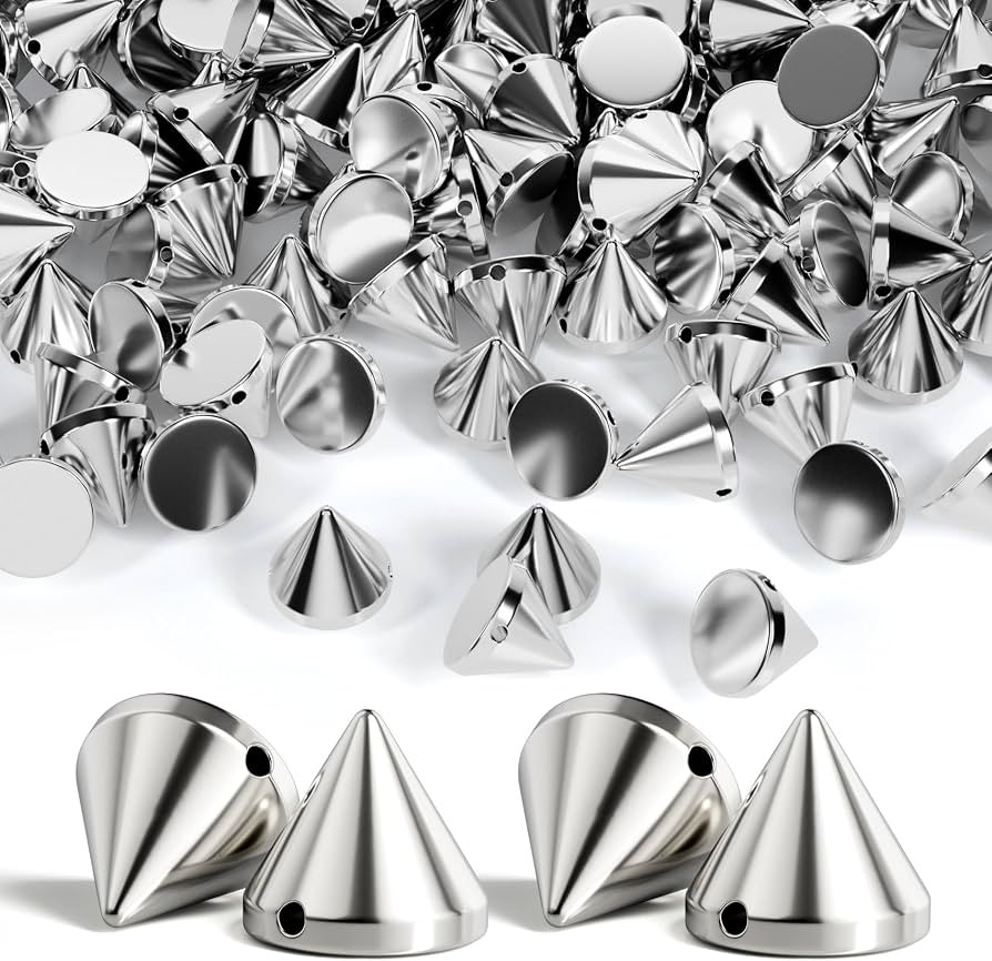 OIIKI 100 PCS 8mm Silver ABS Bullet Spike Cone Studs, Flat Back Punk Spikes | Amazon (US)