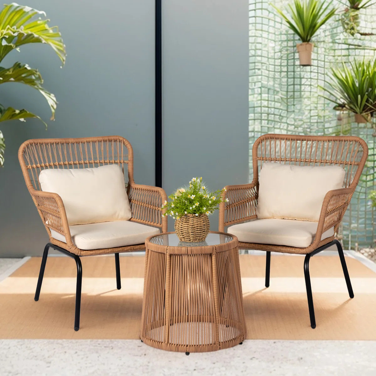 Dawna 2 - Person Patio Conversation Set with Cushions | Wayfair North America