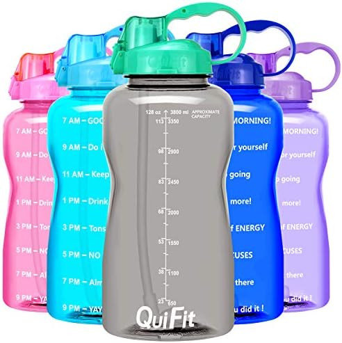 QuiFit Motivational Gallon Water Bottle - with Straw & Time Marker,BPA Free Reusable Large Leakpr... | Amazon (US)