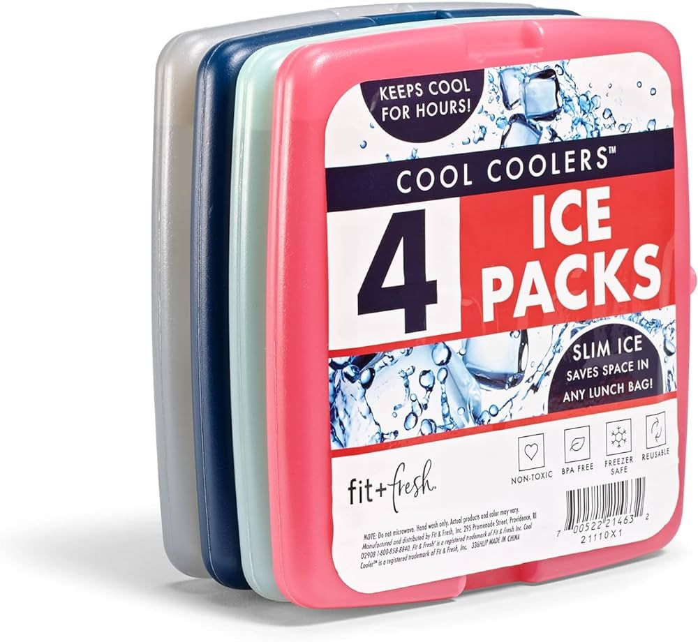 Fit + Fresh Cool Coolers Slim, Reusable Ice Packs for Lunch Bags, Beach Bags, Coolers, and More, ... | Amazon (US)
