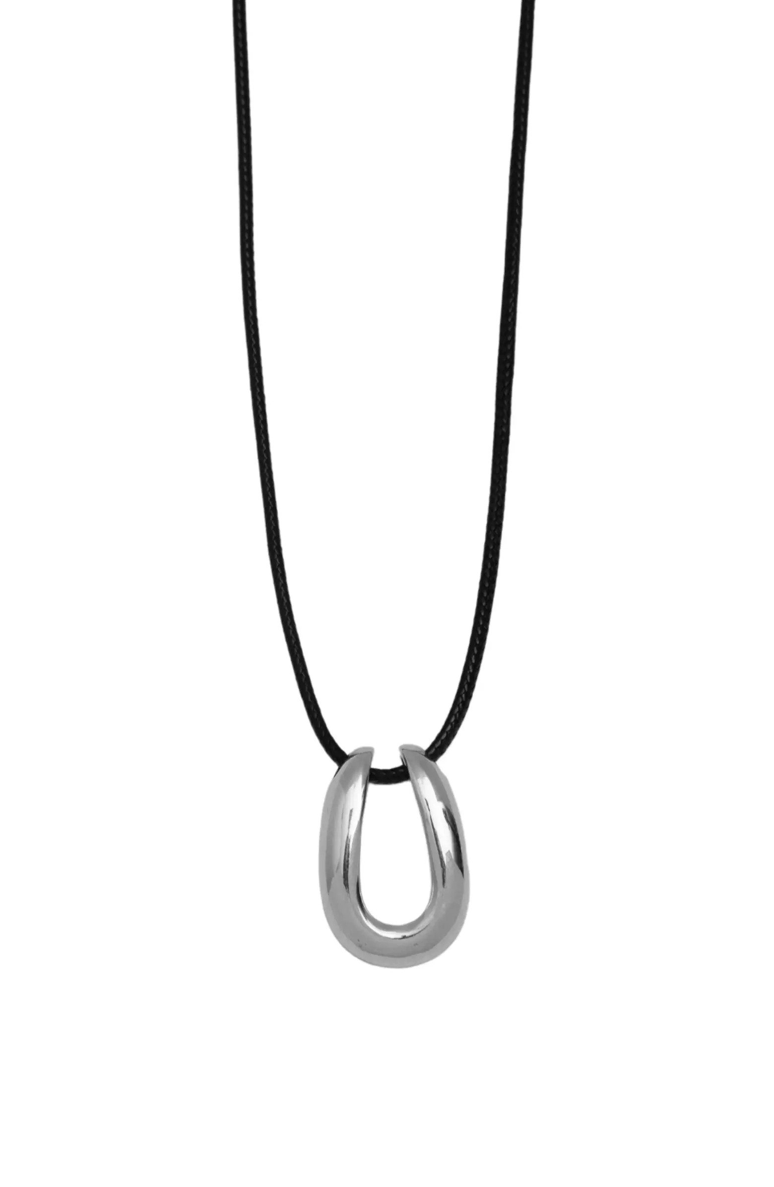 Argento Vivo Sterling Silver Serena Horseshoe Pendant Cord Necklace | Nordstrom | Nordstrom