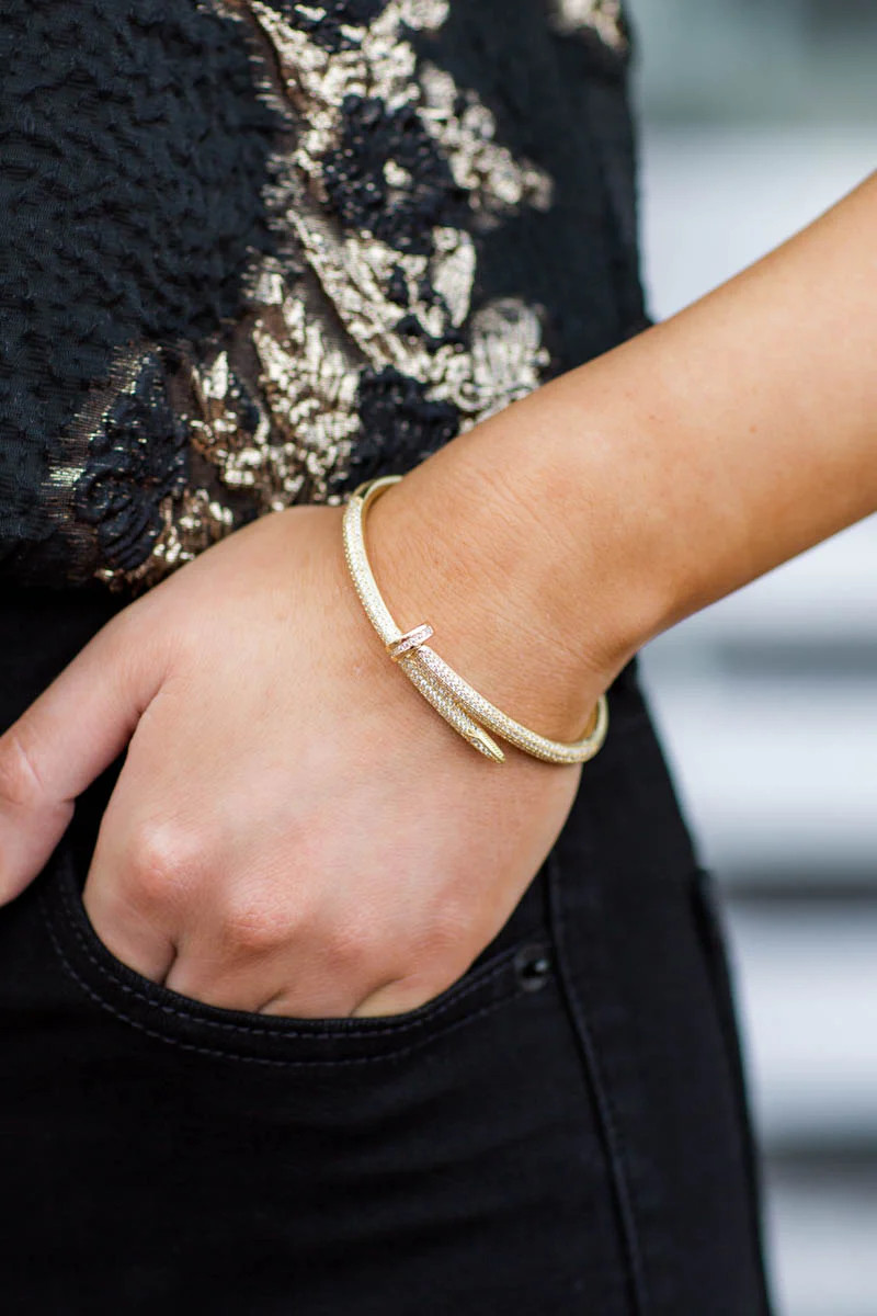 Pave Nail Bracelet- Gold | Avara