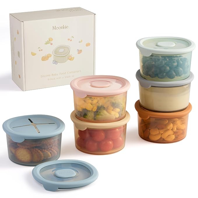 Moonkie Silicone Snack Containers for Kids & Toddlers | 8 oz Baby Food Containers with Airtight L... | Amazon (US)