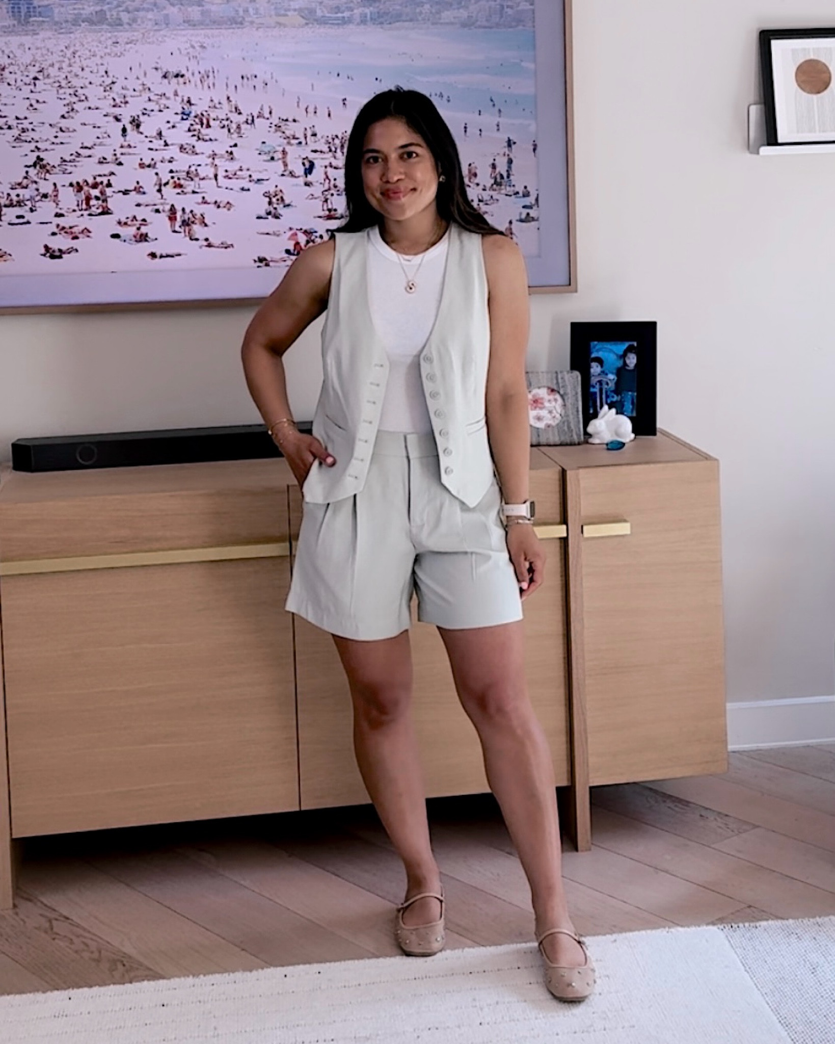 Suit short set is so perfect for spring! Wear with flats or sandals! Also can wear the vest closed! Wearing small in vest and size 2 in the shorts! Both come in other colors


#LTKfindsunder50 #LTKSeasonal #LTKstyletip